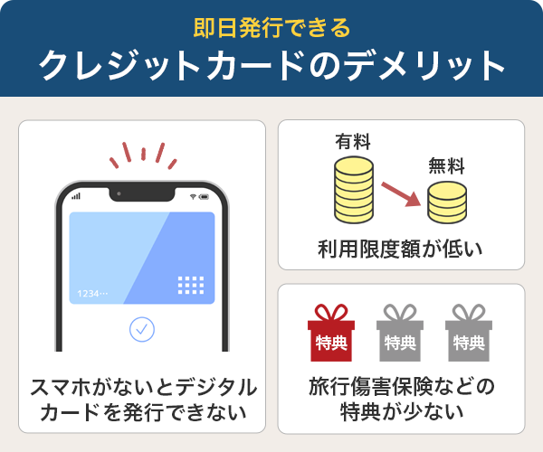即日発行できるカードのデメリット