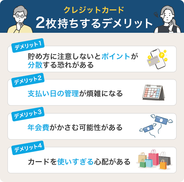 クレジットカードを2枚持ちするデメリット