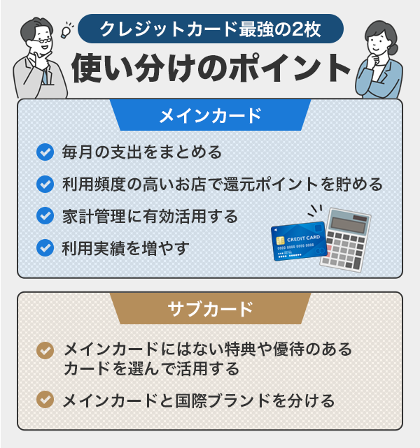クレジットカード最強の2枚の使い分けのポイント