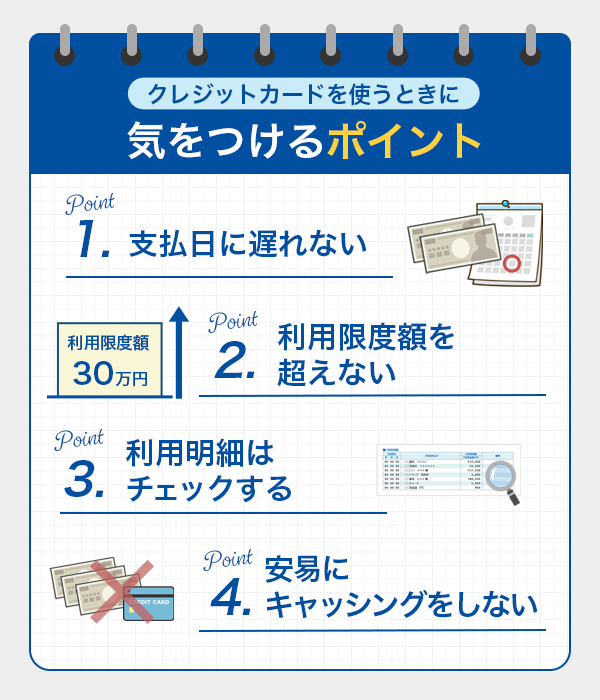 クレジットカードを使用するときに気を付けるべき4つのポイント
