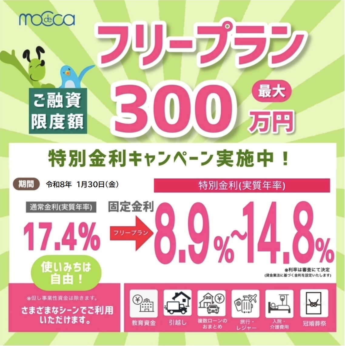 年末年始や帰省費用、想定外の医療費など！ 困ったときのサポート『フリープラン』 - モデッカ モデルクレジット株式会社